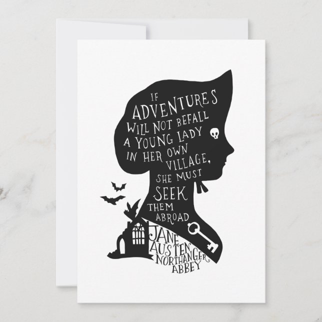 Convites Seek Adventures Northanger Abbey Quote (Frente)