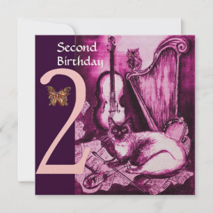 Convites Segunda Festa de aniversário de Fuchsia Rosa MUSI