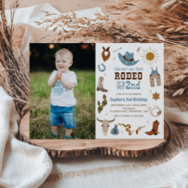 Convites Segunda Foto do segundo aniversário Rodeo Western 