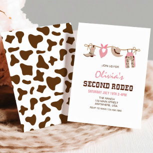 Convites Segunda Rodeio Cowgirl Ocidental Aniversário de 2 