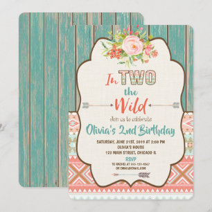 Convites Segunda segundo aniversário, convidada 2 selvagem