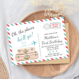 Convites segundo 13º Viagem de Festa de aniversário de aviã