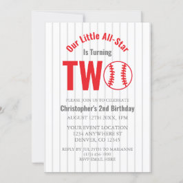 Convites Segundo aniversário All-Star Baseball