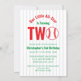 Convites Segundo aniversário All-Star Baseball
