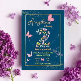 Convites Segundo aniversário bonito de borboletas de flauti