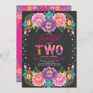 Convites segundo aniversário da menina da Fiesta Floral Vib