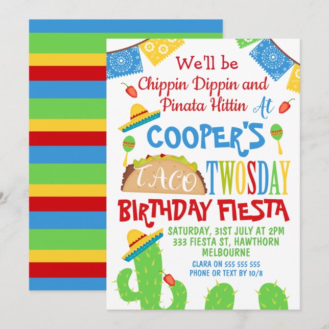 Convites segundo aniversário de 20 dias (Frente/Verso)