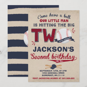 Convites Segundo aniversário de Baseball de Aniversário de 