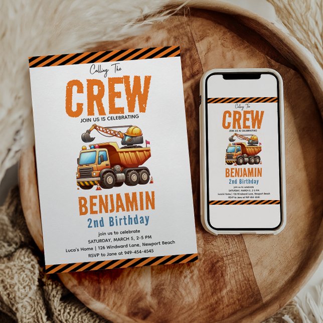 Convites Segundo aniversário de Bombeiros de Construção (Criador carregado)