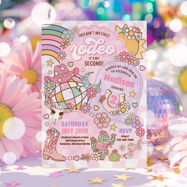 Convites Segundo aniversário de Cowgirl Este não é o meu pr (Criador carregado)