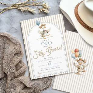 Convites SEGUNDO ANIVERSÁRIO de dois Bobos de Goose Cowboy 