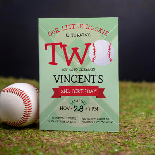 Convites Segundo aniversário de Fita e Fita de Baseball em