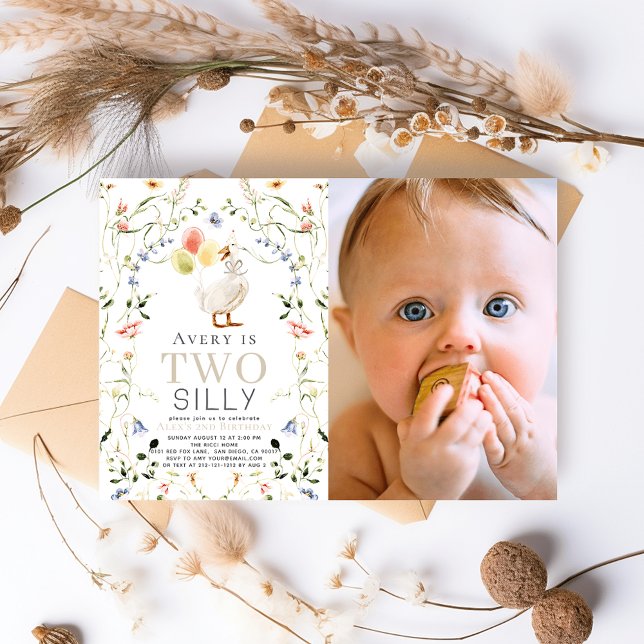 Convites Segundo aniversário de Fotografia de Flor Selvagem (Criador carregado)