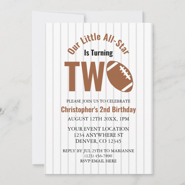 Convites Segundo aniversário de futebol All-Star (Frente)