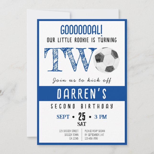 Convites Segundo aniversário de Futebol de Pequeno Rookie C (Frente)