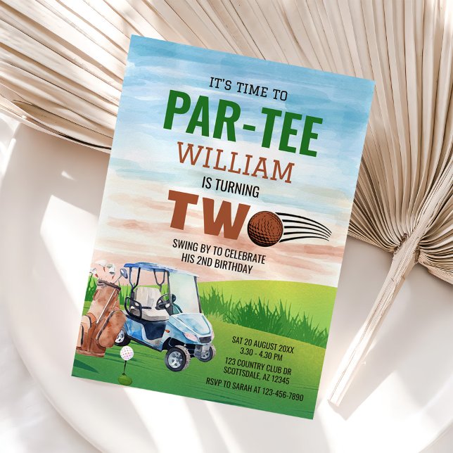 Convites Segundo aniversário de Golf PAR-TEE (Criador carregado)