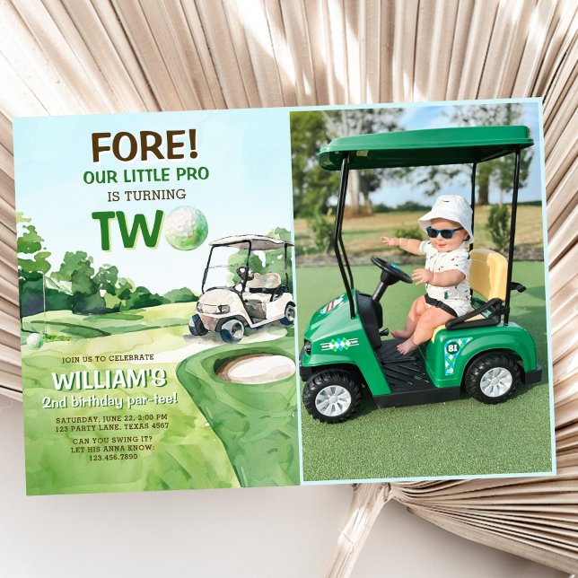 Convites Segundo aniversário de Golf Par-tee (Criador carregado)