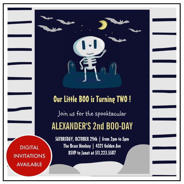 Convites Segundo aniversário de halloween boo spooktacular (halloween-2nd-birthday-invitations-little-boo-spooktacular-1)