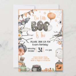 Convites Segundo aniversário de Halloween Nosso Pequeno Boo