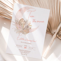 Segundo aniversário de lua floral com pampas rústi