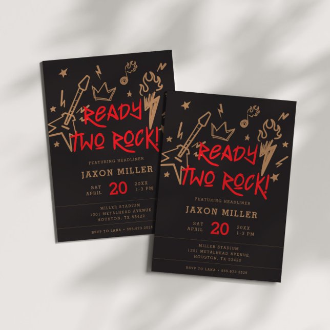 Convites Segundo aniversário de metal pronto para duas cria (Criador carregado)