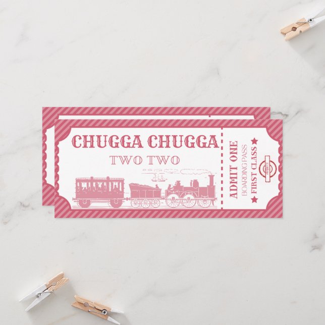 Convites segundo aniversário de moça-tema do trem (Frente/Verso In Situ)