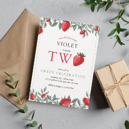 Convites Segundo aniversário de morango | Berry Sweet Water