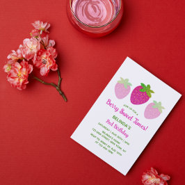 Convites Segundo aniversário de Morango Rosa Rosa Y2K