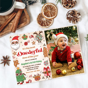 Convites Segundo aniversário de Natal Retro Inglês