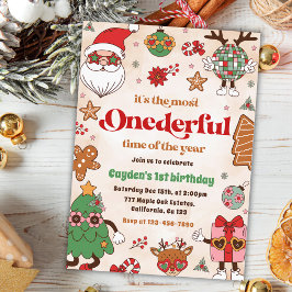 Convites Segundo aniversário de Natal Retro Inglês