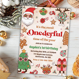 Convites Segundo aniversário de Natal Retro Inglês