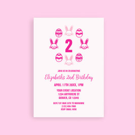 Convites Segundo aniversário de Páscoa rosa