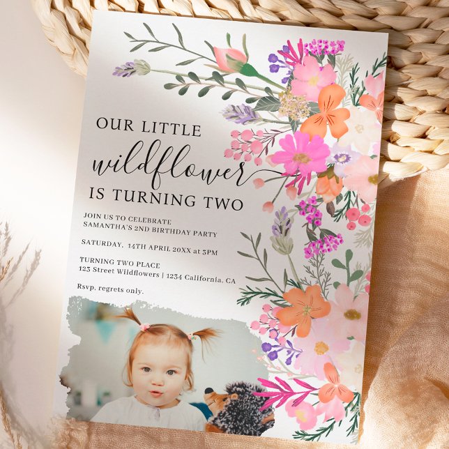 Convites Segundo aniversário de primavera de flor selvagem  (Criador carregado)