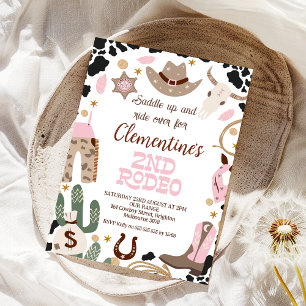 Convites Segundo aniversário de Rodeio segundo Rustic Pink 