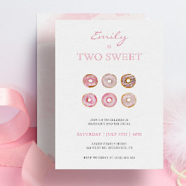 Convites Segundo aniversário de Rosquinhas Rosa Mínima Cust