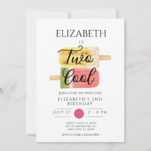 Convites segundo aniversário de sorvete de picolé de Verão