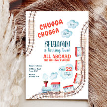 Segundo aniversário de trem Convidar Garoto Chugga