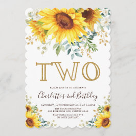 Convites Segundo aniversário de vegetação floral de girasso