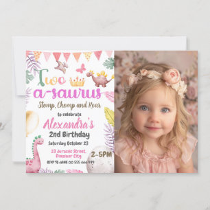 Convites Segundo aniversário Dinossauro Foto 2-A-Saurus Rap