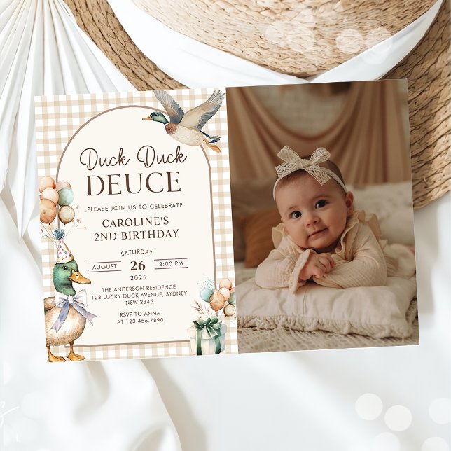 Convites Segundo aniversário do Balão de Duck Duck Duck do  (Criador carregado)