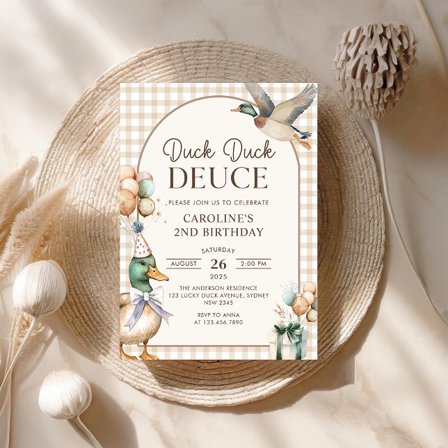 Convites Segundo aniversário do Balão de Duck Duck Duck do  (Criador carregado)