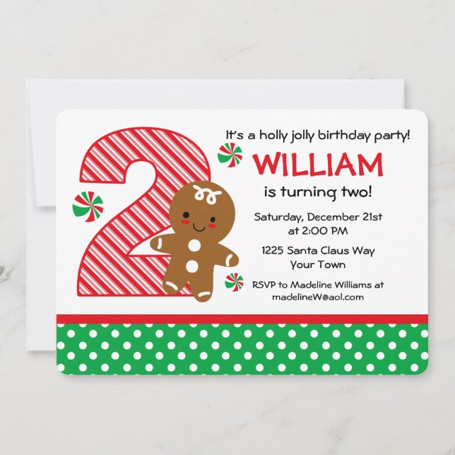 Convites Segundo aniversário do menino do pão-de-espécie (Frente)