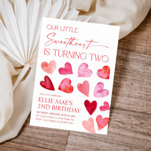 Convites Segundo aniversário dos Corações do Namorados Swee