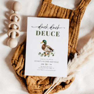 Convites Segundo aniversário Duck Duck Deuce Watercolor