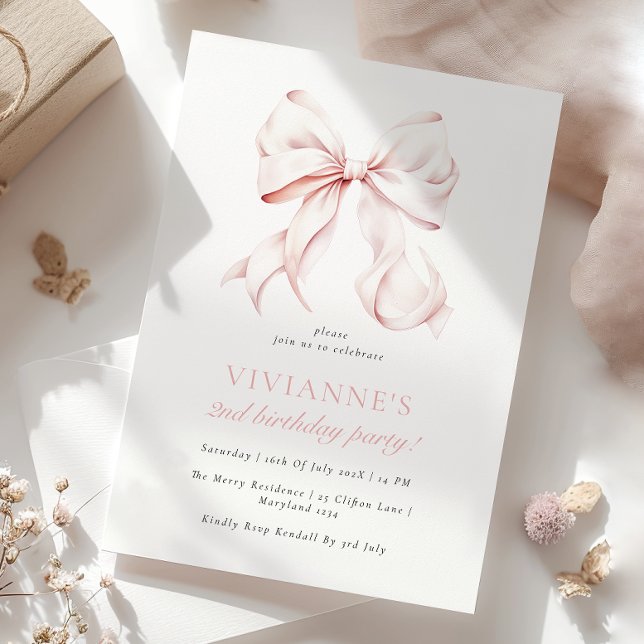 Convites Segundo aniversário Elegante de Arco Rosa (Criador carregado)