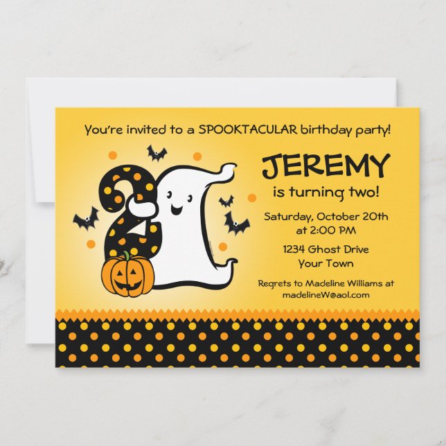 Convites segundo aniversário Fantasma (Frente)