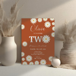 Convites Segundo aniversário Floral de Groovy Daisy