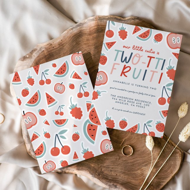Convites segundo aniversário fruta vermelho verão festas in (Criador carregado)