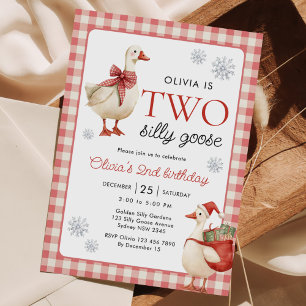 Convites Segundo aniversário Gingham de Natal de dois Bobos