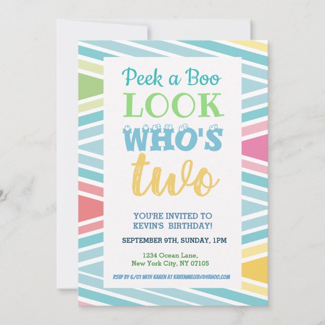 Convites segundo aniversário Invitation Sayings (Frente)